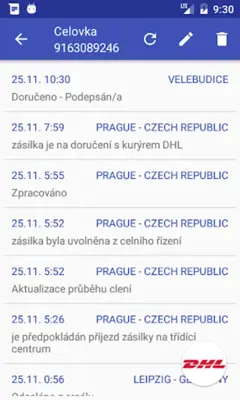 Sledování zásilek android App screenshot 4